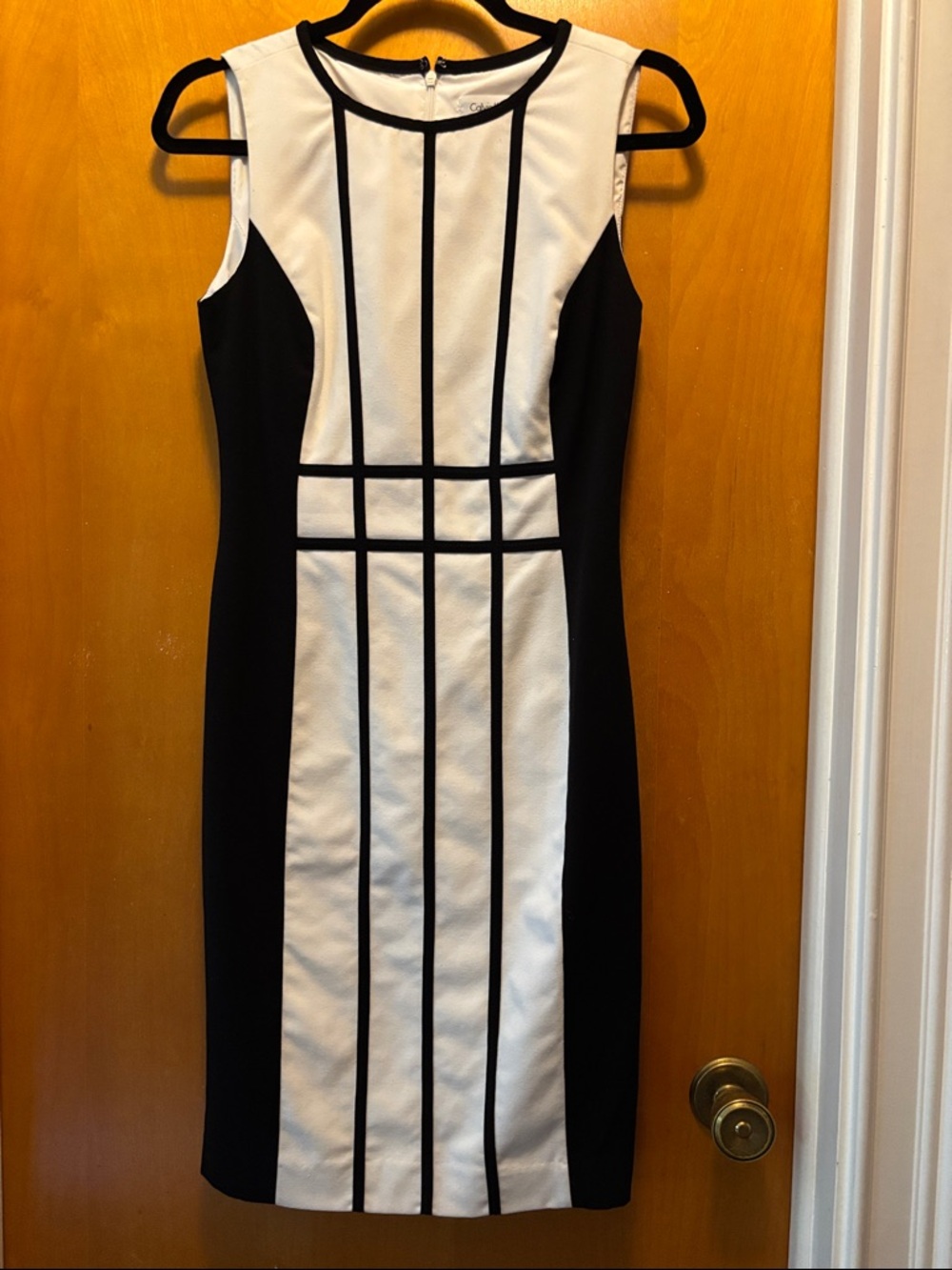 Black and White Sleeveless Sheath Dress